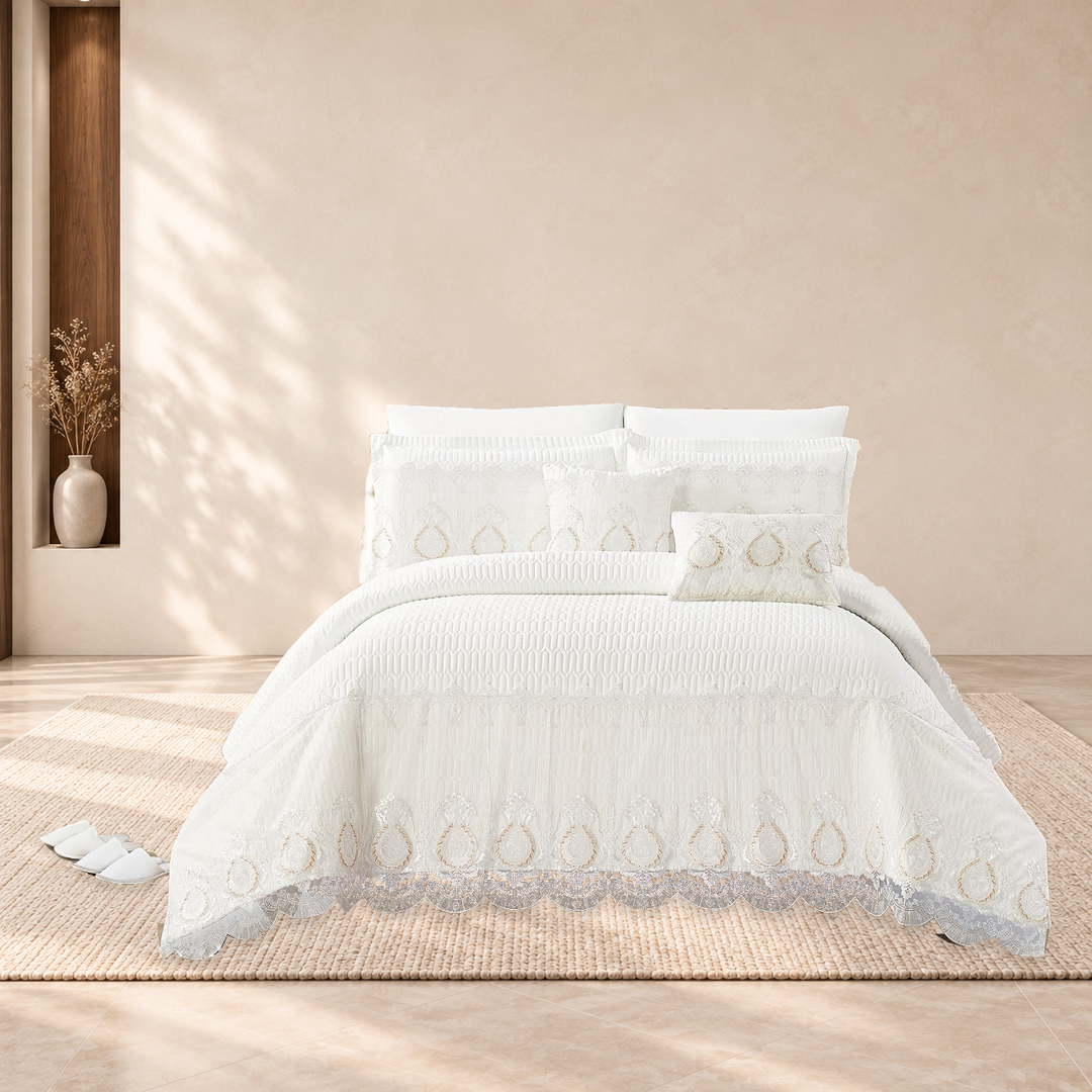 Kiana Comforter Set · White · 240 × 260 cm · 12-Piece Set