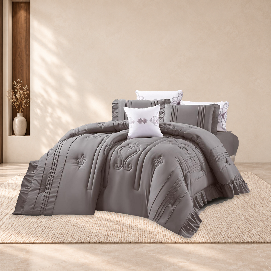 Metro Comforter Set · Granit · 240 × 260 cm · 8-Piece Set
