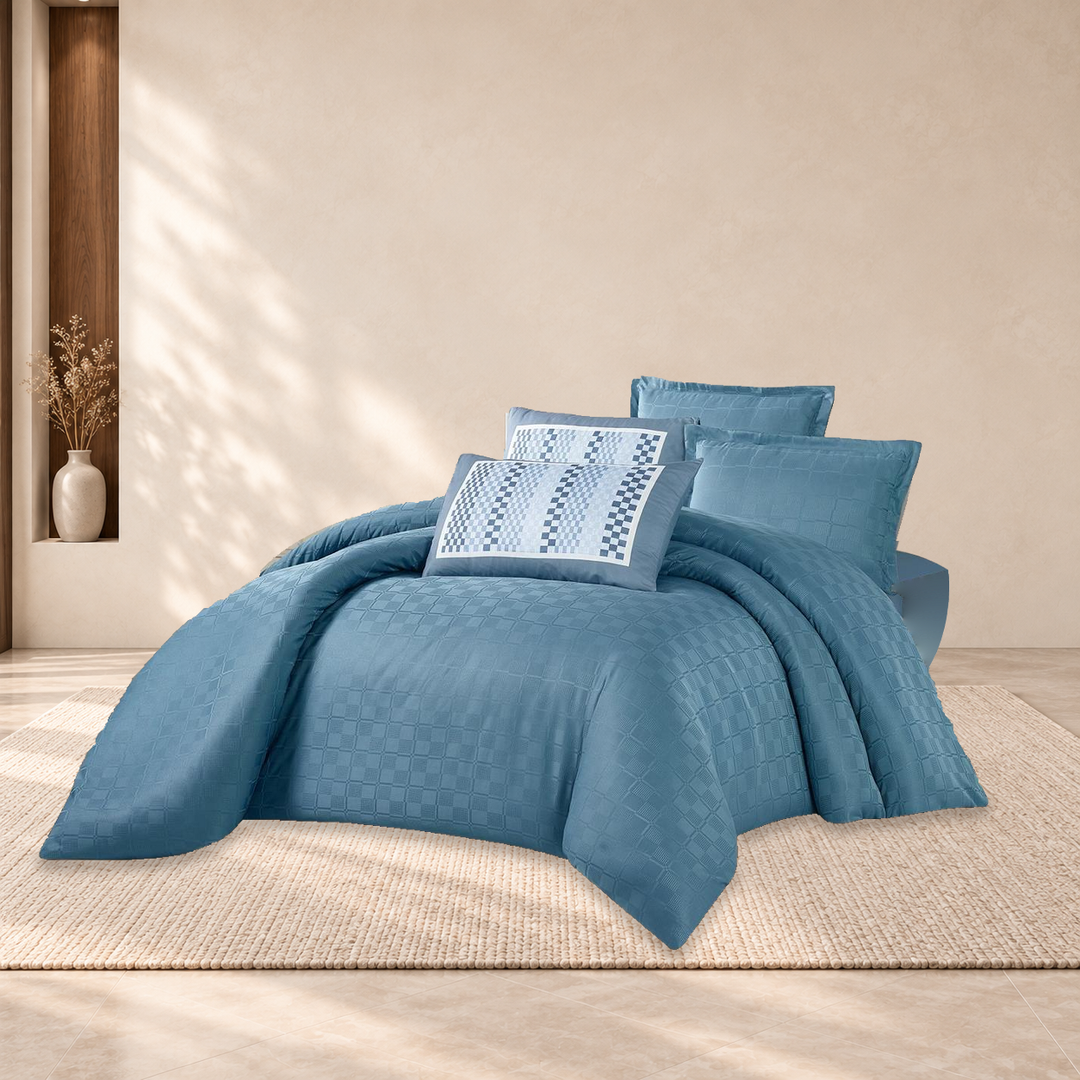 Mardin Comforter Set · Blue · 240 × 260 cm · 6-Piece Set